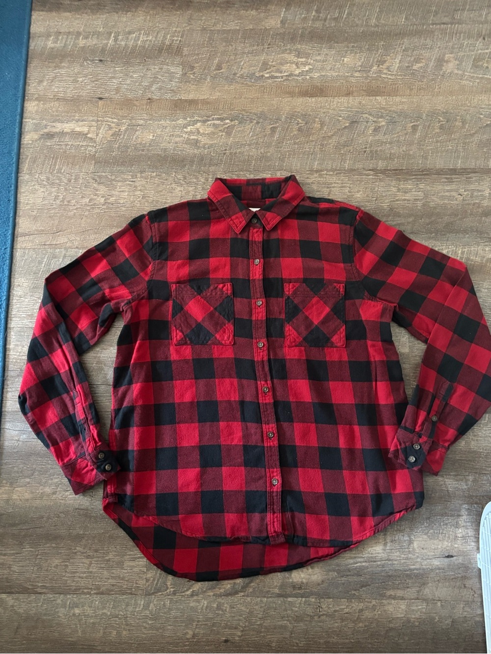 Universal Thread Red and Black Plaid Button-Down Shirt